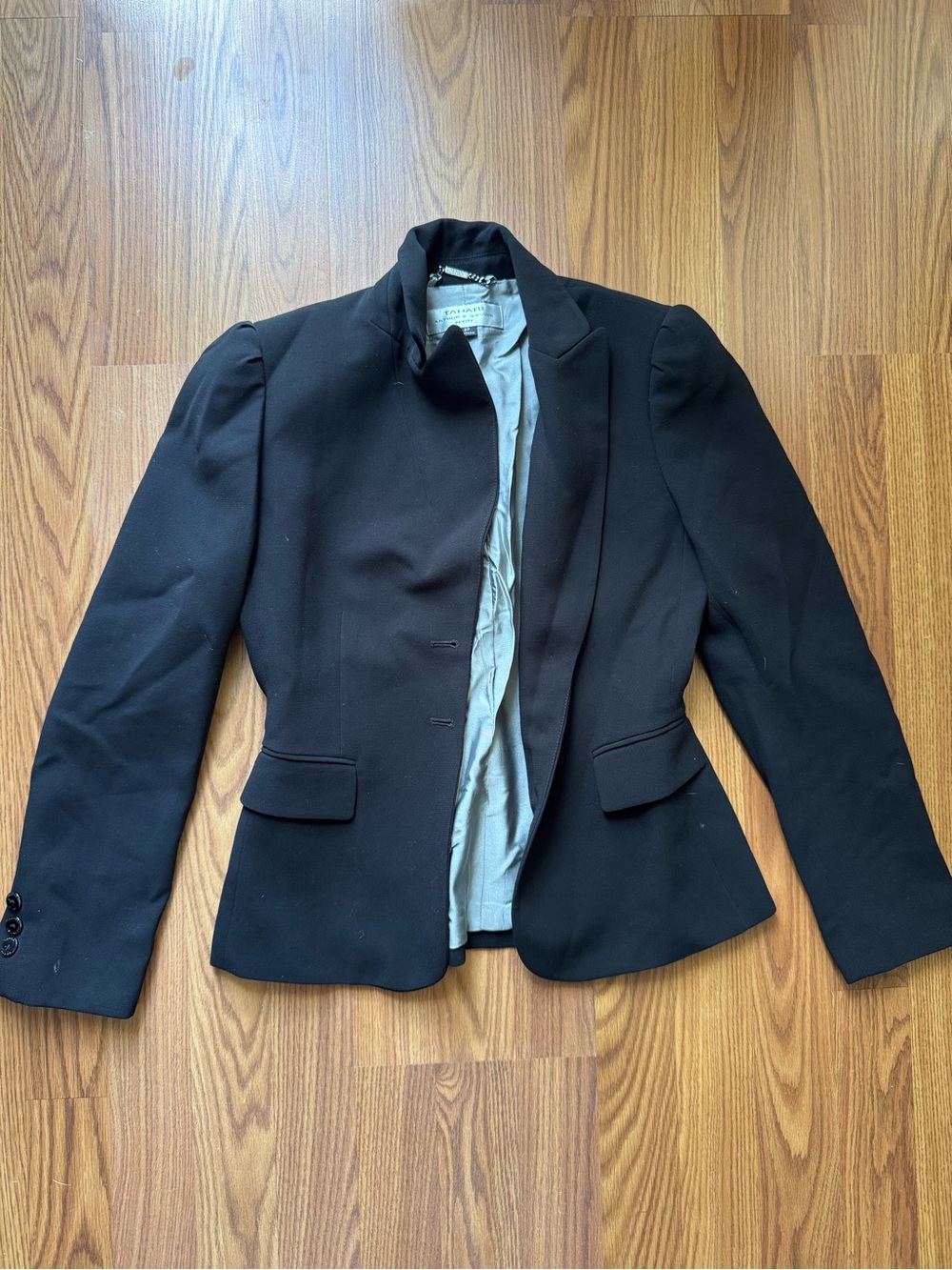 Tahari Arthur S. Levine Blazer Petite 2P Black Tailored Career Jacket